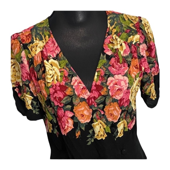 Free People Maxi Dress Size X Small Black Floral - Picture 13 of 15